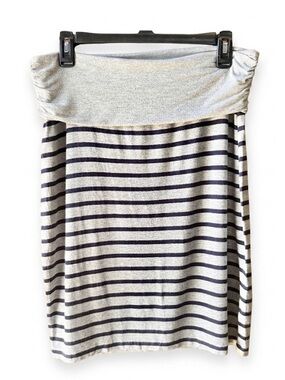 Gap Navy and Gray Striped Knee-Length Foldover Skirt Size Medium